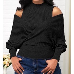 COPY - Black off the shoulder or close shoulder sweater